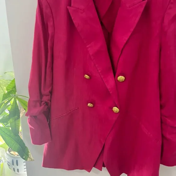 Veronica Beard Hot Pink Linen Blazer Size 14